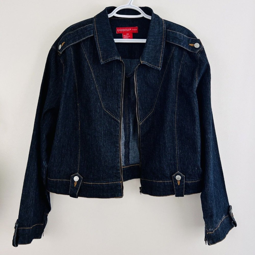 Goddess Dark Wash Stretchy Plus Size Denim Jacket ~ Size 22
